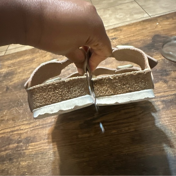 Birkenstock Arizona Taupe Suede Leather Men 6 Women 8 Sandals Slides Comfy - Picture 7 of 9